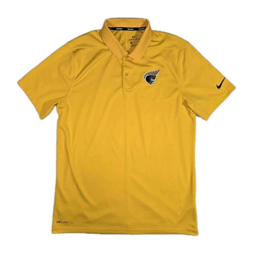 Mens Nike DriFit Short Sleeve Polo yellow Anderson University Trojan Army Medium